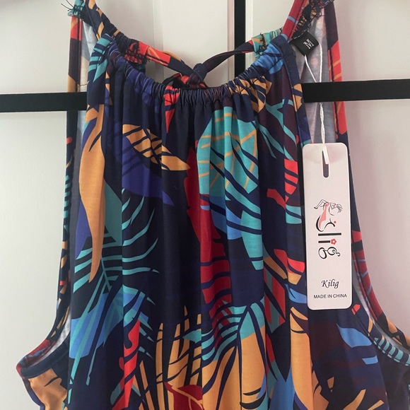 KILIG Women Summer Maxi Dress NWT Floral Halter Beach Hawaiian Dress M - Picture 4 of 5
